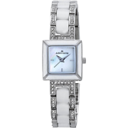 AK Anne Klein Women's 109413WTSV Swarovski Crystal Silver-Tone and White Ceramic Bracelet Watch - Watches - $90.50 