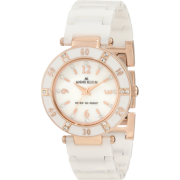 AK Anne Klein Women's 109416RGWT Swarovski Crystal Accented Rosegold-Tone White Ceramic Watch - Watches - $73.43 