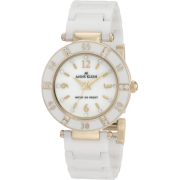 AK Anne Klein Women's 109416WTWT Swarovski Crystals Gold-Tone White Ceramic Swarovski Crystal Accented Watch - Watches - $63.06 