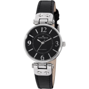 AK Anne Klein Women's 109443BKBK Silver-Tone Black Dial and Black Leather Strap Watch - Watches - $53.89 