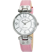 AK Anne Klein Women's 109443WTPK Silver-Tone Pink Leather Strap Watch - Watches - $55.00 