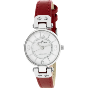 AK Anne Klein Women's 109443WTRD Silver-Tone White Dial and Red Leather Strap Watch - Watches - $48.02 