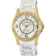 AK Anne Klein Women's 109588MPWT Swarovski Crystal Accented Gold-Tone White Ceramic Watch - Watches - $65.71 