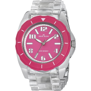 AK Anne Klein Women's 109641MACL Silver-Tone Magenta Rubber Bezel and Clear Plastic Bracelet Watch - Watches - $41.50 