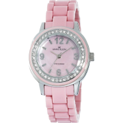 AK Anne Klein Women's 109643PMLP Swarovski Crystal Silver-Tone and Pink Plastic Bracelet Watch - Watches - $47.19 