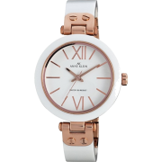 AK Anne Klein Women's 109652RGWT Rosegold-Tone White Plastic Bezel and Bangle Bracelet Watch - Watches - $52.49 