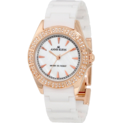 AK Anne Klein Women's 109682RGWT Swarovski Crystal Rosegold-Tone and White Ceramic Bracelet Watch - Watches - $69.50 