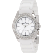 AK Anne Klein Women's 109683MPWT Swarovski Crystal Silver-Tone and White Ceramic Bracelet Watch - Watches - $103.84 