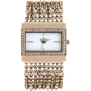 AK Anne Klein Women's 109706WTGB Swarovski Crystal Gold-Tone Rectangular Shape Chain Bracelet Watch - Watches - $87.79 