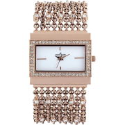 AK Anne Klein Women's 109706WTRG Swarovski Crystal Rosegold-Tone Rectangular Shape Chain Bracelet Watch - Watches - $107.92 