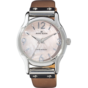 AK Anne Klein Women's 109713TMTP Silver-Tone Mother-Of-Pearl Dial and Taupe Leather Strap Watch - Watches - $65.00 