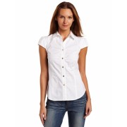 AK Anne Klein Women's Button Front Cap Sleeve Shirt White - Košulje - kratke - $53.10  ~ 337,32kn