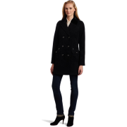 AK Anne Klein Women's Button Front Military Coat Black - Jacket - coats - $80.34 