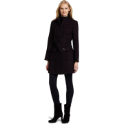 AK Anne Klein Women's Chevron Belted Trench Coat Black/Dark Raisin - Jacket - coats - $249.00 