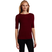 AK Anne Klein Women's Elbow Sleeve Boat Neck Pullover Sweater Magenta - Pullover - $58.99  ~ 50.67€