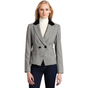 AK Anne Klein Women's Herringbone 2 Button Blazer Black/Sugar - Jacket - coats - $100.44 