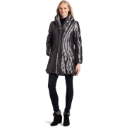 AK Anne Klein Women's Irridescent Puffer Coat Black/Silver - Jacket - coats - $121.71 