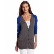 AK Anne Klein Women's Longsleeve Colorblocked Boyfriend Cardigan Sweater Cobalt and New Steel - Westen - $99.00  ~ 85.03€
