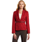 AK Anne Klein Women's Petite Belted Blazer Dark Coral Clay - Jacket - coats - $189.00 