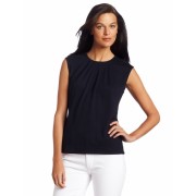 AK Anne Klein Women's Petite Extended Shoulder Pleated Crew Neck Pullover Midnight Sky - Пуловер - $89.00  ~ 76.44€