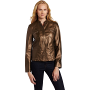 AK Anne Klein Women's Petite Faux Leather Jacket Walnut - Jacket - coats - $90.40 