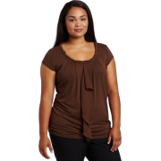 AK Anne Klein Women's Plus Size Cap Sleeve Ruffle Front Tee Walnut - Košulje - kratke - $21.19  ~ 134,61kn