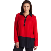 AK Anne Klein Women's Plus Size Color Block Tunic Blouse Red Poppy - Tuniche - $95.00  ~ 81.59€