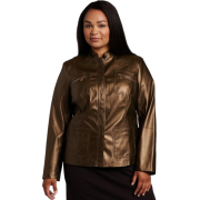 AK Anne Klein Women's Plus Size Faux Leather Jacket Walnut - Jacket - coats - $99.96 