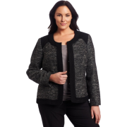 AK Anne Klein Women's Plus Size Jewel Neck Jacket Black/White - Jacket - coats - $89.23 