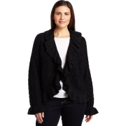 AK Anne Klein Women's Plus Size Long Sleeve Ruffle Front Cardigan Black - Кофты - $69.99  ~ 60.11€