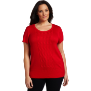 AK Anne Klein Women's Plus Size Peplum Sleeveless Scoop Neck Cable Front Shirt Red Poppy - Košulje - kratke - $85.00  ~ 539,97kn