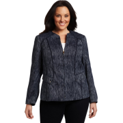 AK Anne Klein Women's Plus Size Slubby Zip Front Jewel Neck Jacket Midnight Sky - Jacket - coats - $199.00 