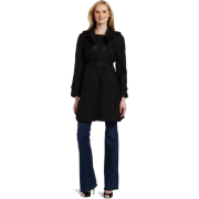 AK Anne Klein Women's Ruffle Trench Coat Black - Jacket - coats - $160.00 
