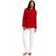 AK Anne Klein Women's Solid Twill Coat Red Poppy - Jacket - coats - $159.99 