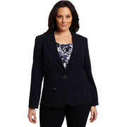 AK Anne Klein Women's Stretch Crepe One Button Blazer Midnight Sky - Jacket - coats - $199.00 