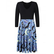 AMZ PLUS Women Plus Size Halloween Dress 3/4 Sleeve Swing Party Casual Dresses (L-5XL) - sukienki - $17.99  ~ 15.45€