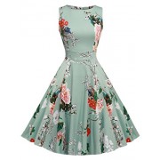 ARANEE Vintage Classy Floral Sleeveless Party Picnic Party Cocktail Dress - Dresses - $8.99 
