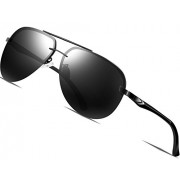 ATTCL Men's Ultralight Al Mg Frame Driving Polarized Rectangular Sunglasses  Al-Mg Metal Frame Ultra Light