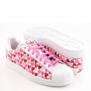 Adidas Women's Superstar II Hearts White/Red/Pink Casual Shoes Pink, Red, White - Sneakers - $59.90 