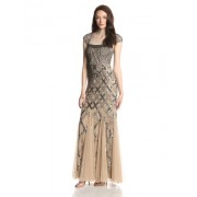 Adrianna Papell Women's Cap-Sleeve Beaded Gown - sukienki - $278.90  ~ 239.54€
