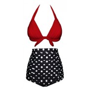 Aixy Women Retro Vintage Swimsuits Bathing Suits Halter Underwired Top High Waisted Bikinis Bottom - Badeanzüge - $25.99  ~ 22.32€