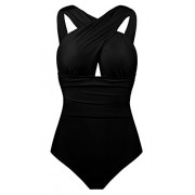 Aixy Women's Front Criss-Cross Ruched Swimsuit Backless One Piece Bathing Suit - 水着 - $29.99  ~ ¥3,375