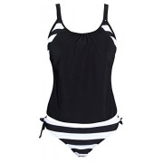 Aixy Womens Swimwear Tankini Set Stripes Lined up Double up - Swimsuit - $39.99 
