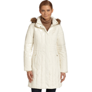 Ak Anne Klein Women's 3/4 Sleeve Down Coat With Hood Ivory - Jacket - coats - $140.00 