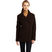 Ak Anne Klein Women's Wool Double-breasted Peacoat Brown - Jacket - coats - $80.99 