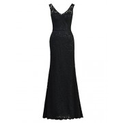 Alicepub Mermaid Lace Bridesmaid Dress Long V-Neck Party Evening Dress Prom Gown - Dresses - $69.99 