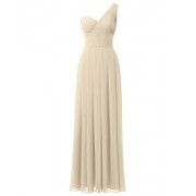 Alicepub One Shoulder Bridesmaid Dress Long Chiffon Evening Prom Gown Maxi Dress - Dresses - $69.99 