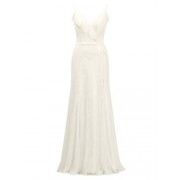 Alicepub Spaghetti Lace Bridesmaid Dress Long V-Neck Bridal Party Dress Evening Gown - Dresses - $69.99 