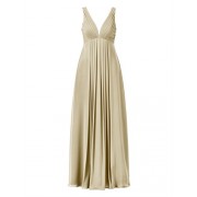 Alicepub V-Neck Sleeveless Bridesmaid Dress Long Empire Party Prom Evening Dress - Dresses - $69.99 