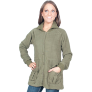 Alki'i Womens Fleece Jacket with drawstring and Front Pockets - 6 colors Olive - Jacket - coats - $19.99 